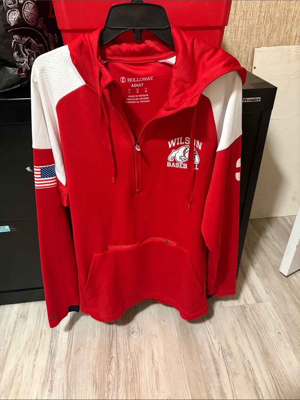 Holloway Red and White Wilson Baseball Half-Zip Hoodie